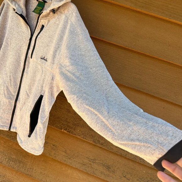 Cabela's Hooded Sweatshirts Beige Zip Up Sweater Sweatshirt Size L - Picture 4 of 11